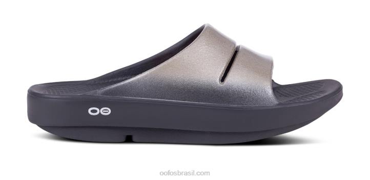café com leite OOFOS sandália feminina ooahh luxe slide 62V237