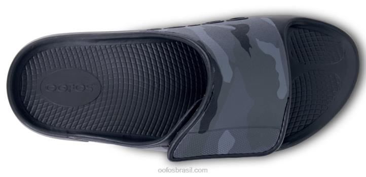 camuflagem preta OOFOS sandália feminina ooahh esporte flex 62V219