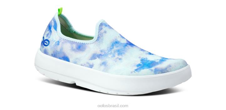tie dye aqua OOFOS sapato baixo feminino oomg eezee 62V273