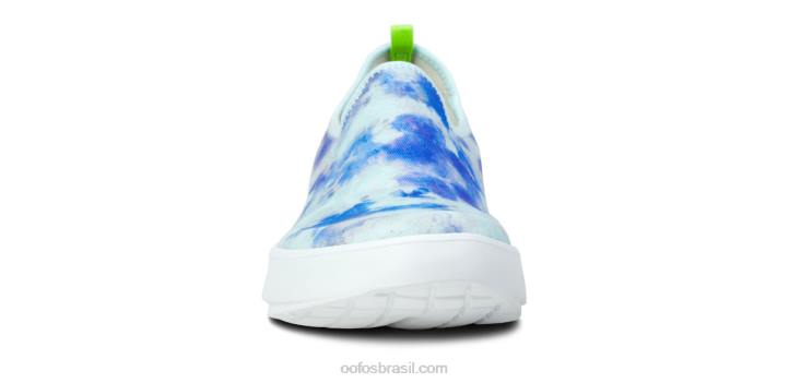 tie dye aqua OOFOS sapato baixo feminino oomg eezee 62V273