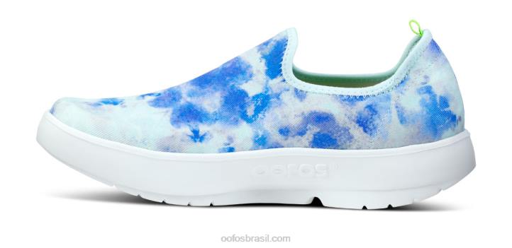 tie dye aqua OOFOS sapato baixo feminino oomg eezee 62V273