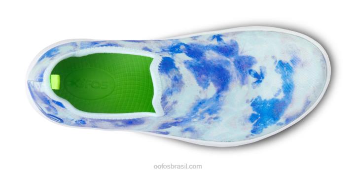 tie dye aqua OOFOS sapato baixo feminino oomg eezee 62V273